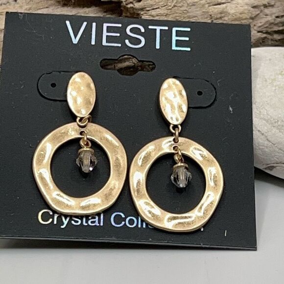 Hammered Gold Dangle Vieste Earrings - Picture 5 of 5